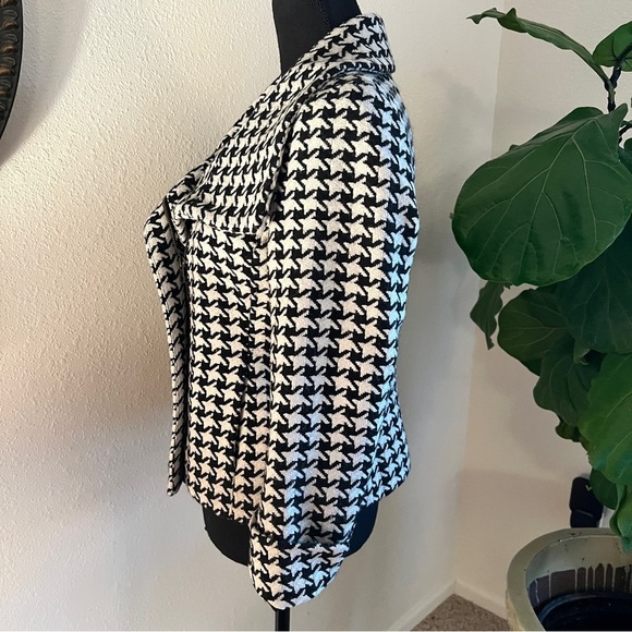 Talbots Women’s Black White Houndstooth Wool Blend Blazer Coat Jacket 6P - Picture 10 of 16